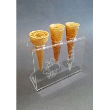 Espositore portaconi gelato da banco in plexiglass 3 fori